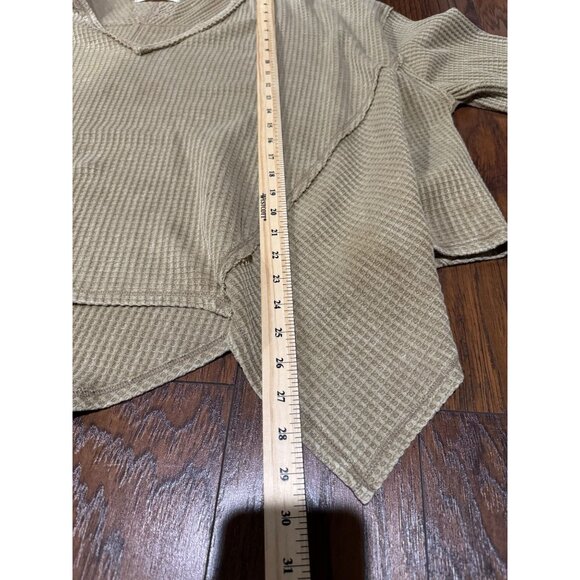 NEW FREE PEOPLE womens M Brown waffle knit cutout v neck Top sweater Tunic - Picture 8 of 10